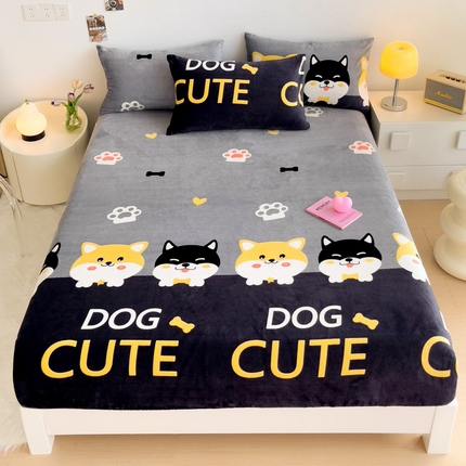 91家纺网 家纺一手货源 找家纺 （总）艾橙家纺 2024新款A类加厚牛奶绒印花床笠