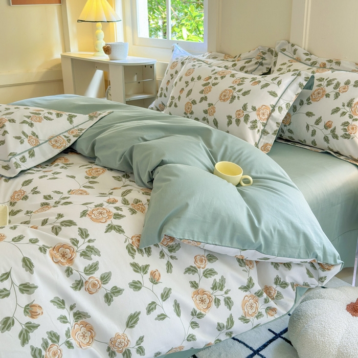 91家纺网 家纺一手货源 找家纺 7V 2024新款A类全棉四件套 静初