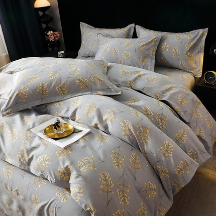 91家纺网 家纺一手货源 找家纺 （总）2025新款叶语系·纯棉全棉生态磨毛多规格四件套活性加厚保暖印花床单款床笠款斜纹三件套