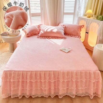 91家纺网 家纺一手货源 找家纺 （总）乐朵家居 2025秋冬 牛奶绒 蕾丝床裙