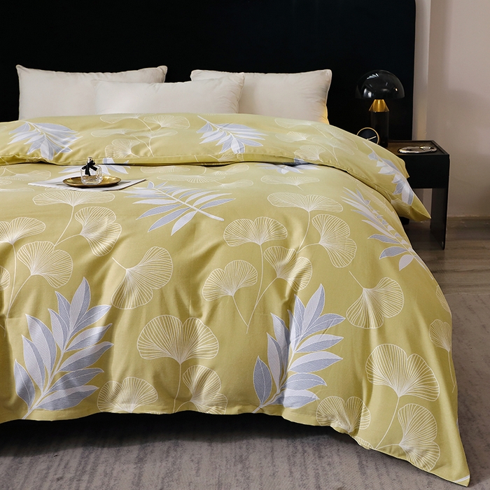 91家纺网 家纺一手货源 找家纺 晶缦家纺 2024新款叶语系纯棉全棉生态磨毛多规格单被套 迷迭香黄