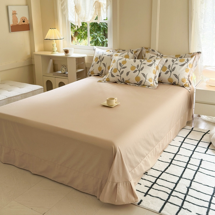 91家纺网 家纺一手货源 找家纺 7V 2024新款A类全棉四件套 橘颂