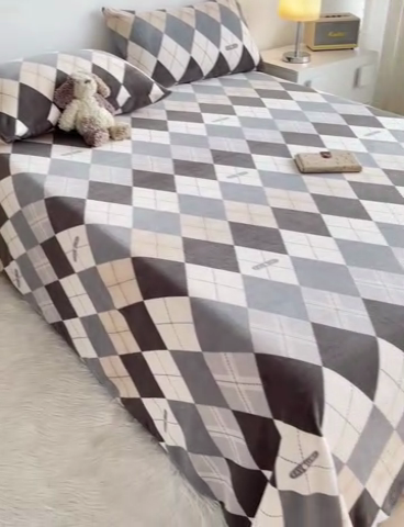 91家纺网 家纺一手货源 找家纺 艾橙家纺 2024新款A类加厚牛奶绒印花床单 极简生活