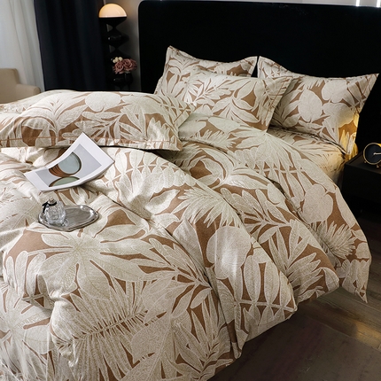 91家纺网 家纺一手货源 找家纺 （总）2025新款叶语系·纯棉全棉生态磨毛多规格四件套活性加厚保暖印花床单款床笠款斜纹三件套