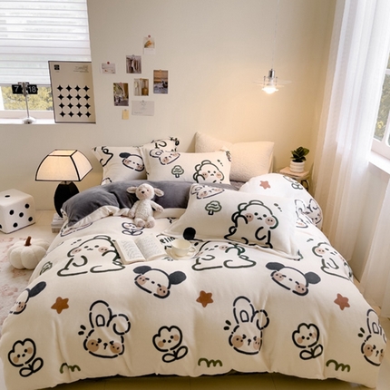 宅部落 2024新款高克重牛奶绒四件套单被套 欢乐伙伴
