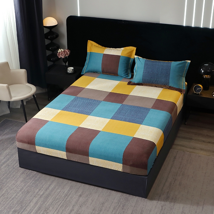 91家纺网 家纺一手货源 找家纺 晶缦家纺 2024新款叶语系纯棉全棉生态磨毛多规格单床笠 魔方城