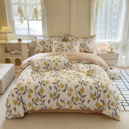 7V 2024新款A类全棉四件套 橘颂