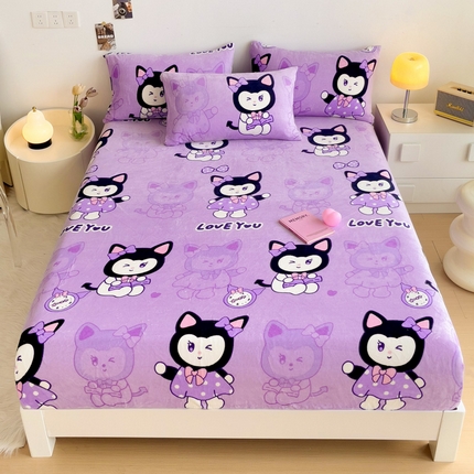 91家纺网 家纺一手货源 找家纺 （总）艾橙家纺 2024新款A类加厚牛奶绒印花床笠