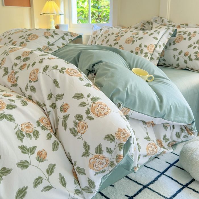 91家纺网 家纺一手货源 找家纺 7V 2024新款A类全棉四件套 静初