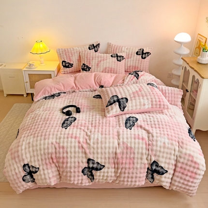 91家纺网 家纺一手货源 找家纺 （总）金爱家 2024新款A类高克重云朵牛奶泡泡绒四件套