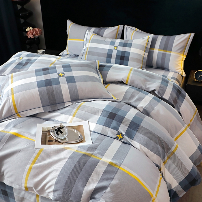 91家纺网 家纺一手货源 找家纺 晶缦家纺 2024新款叶语系纯棉全棉生态磨毛多规格四件套 莫利格蓝