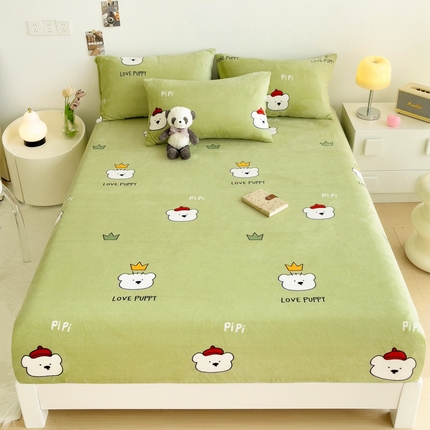 91家纺网 家纺一手货源 找家纺 （总）艾橙家纺 2024新款A类加厚牛奶绒印花床笠