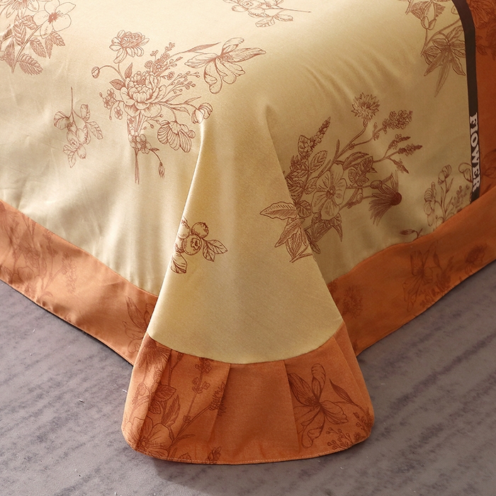 91家纺网 家纺一手货源 找家纺 晶缦家纺 2024新款叶语系纯棉全棉生态磨毛多规格单床单 绿风铃桔