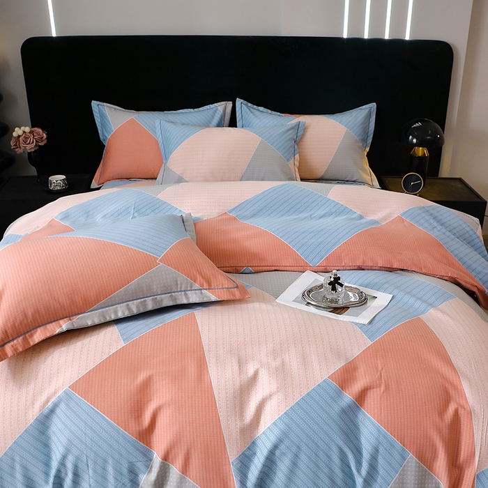 91家纺网 家纺一手货源 找家纺 晶缦家纺 2024新款叶语系纯棉全棉生态磨毛多规格四件套 炫彩