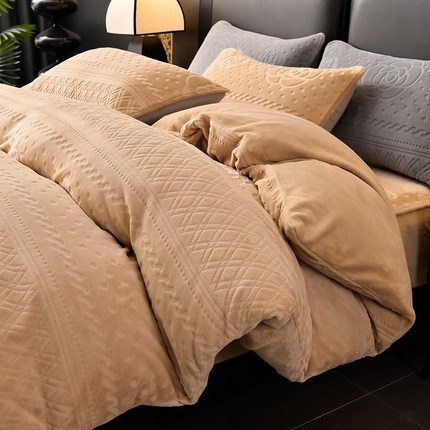 91家纺网 家纺一手货源 找家纺 好眠好梦家纺 2024新款阳光玫瑰牛奶绒复合床笠四件套 阳光玫瑰-奶咖