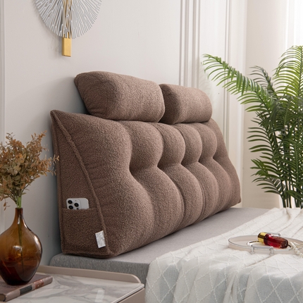 美达人 2024新款泰迪绒床头靠垫 Mdaren-泰迪绒-奶咖