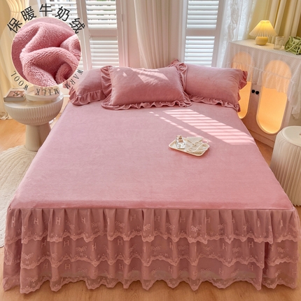 91家纺网 家纺一手货源 找家纺 （总）乐朵家居 2025秋冬 牛奶绒 蕾丝床裙