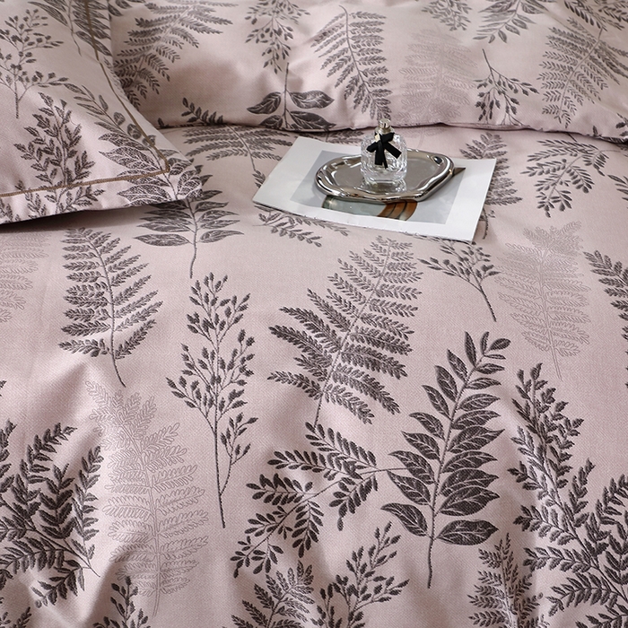 91家纺网 家纺一手货源 找家纺 晶缦家纺 2024新款叶语系纯棉全棉生态磨毛多规格四件套 本草花叶灰