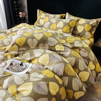 91家纺网 家纺一手货源 找家纺 （总）2025新款叶语系·纯棉全棉生态磨毛多规格四件套活性加厚保暖印花床单款床笠款斜纹三件套