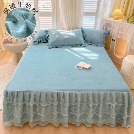 91家纺网 家纺一手货源 找家纺 （总）乐朵家居 2025秋冬 牛奶绒 蕾丝床裙