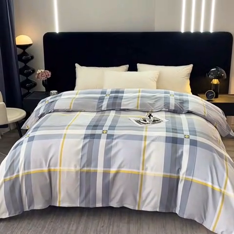 91家纺网 家纺一手货源 找家纺 晶缦家纺 2024新款叶语系纯棉全棉生态磨毛多规格单被套 莫利格-蓝