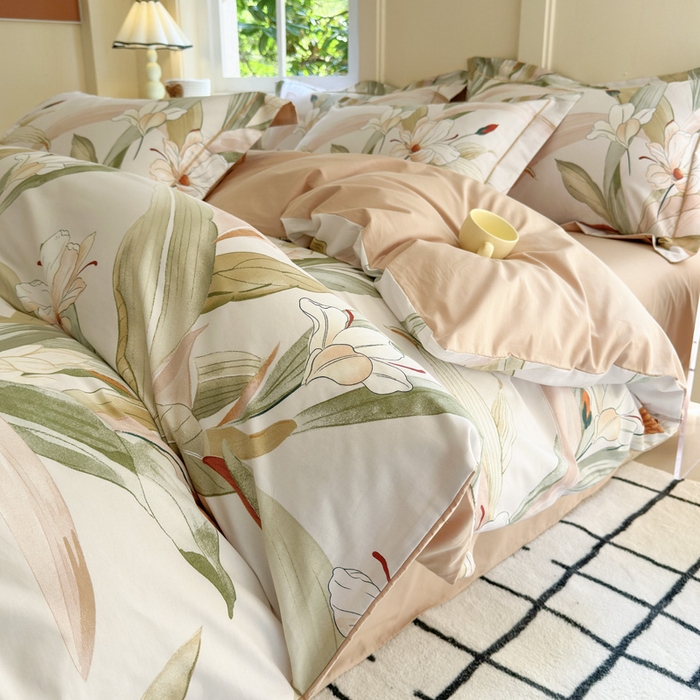 91家纺网 家纺一手货源 找家纺 7V 2024新款A类全棉四件套 青野