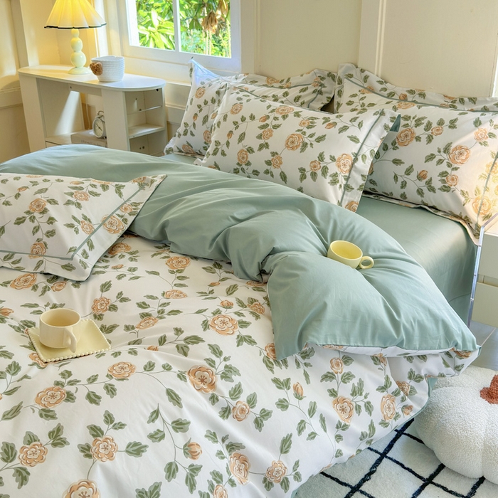 91家纺网 家纺一手货源 找家纺 7V 2024新款A类全棉四件套 静初