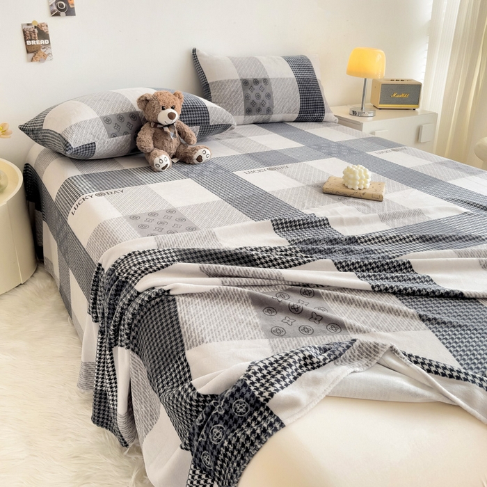 91家纺网 家纺一手货源 找家纺 艾橙家纺 2024新款A类加厚牛奶绒印花床单 伯克利