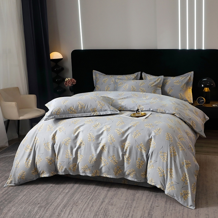 91家纺网 家纺一手货源 找家纺 晶缦家纺 2024新款叶语系纯棉全棉生态磨毛多规格四件套 絮语绿