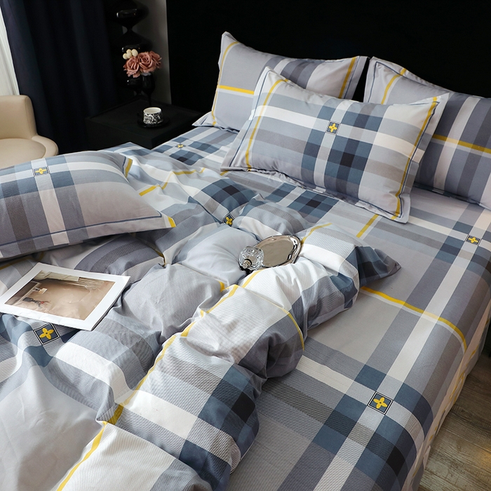 91家纺网 家纺一手货源 找家纺 晶缦家纺 2024新款叶语系纯棉全棉生态磨毛多规格四件套 莫利格蓝