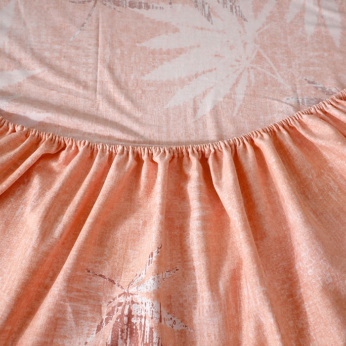 91家纺网 家纺一手货源 找家纺 晶缦家纺 2024新款叶语系纯棉全棉生态磨毛多规格单床笠 枫叶情怀粉