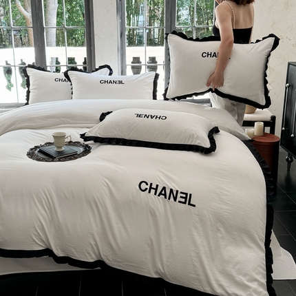 91家纺网 家纺一手货源 找家纺 仟网汇 2024新款韩版花边刺绣款四件套 白色