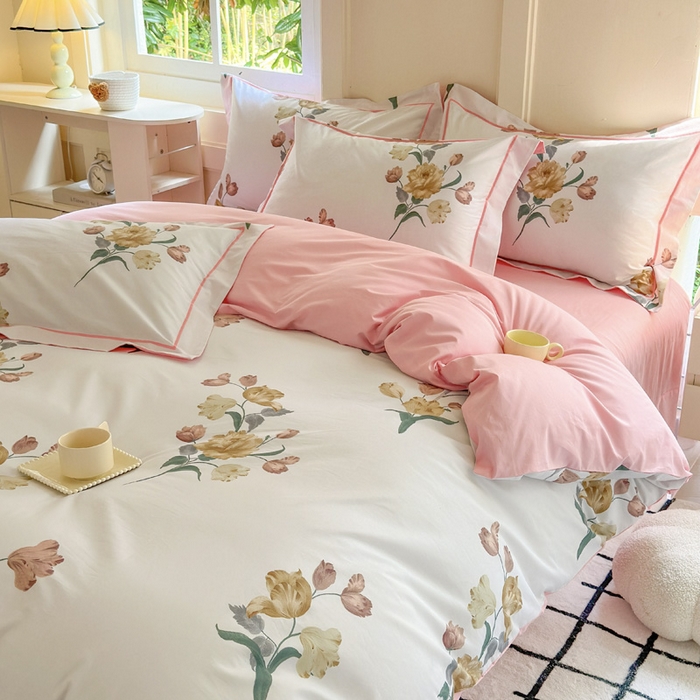 91家纺网 家纺一手货源 找家纺 7V 2024新款A类全棉四件套 忆梦