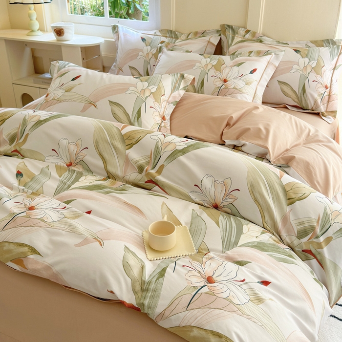 91家纺网 家纺一手货源 找家纺 7V 2024新款A类全棉四件套 青野