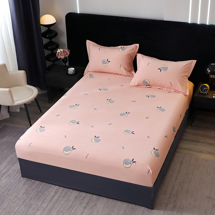 91家纺网 家纺一手货源 找家纺 晶缦家纺 2024新款叶语系纯棉全棉生态磨毛多规格单床笠 情怀粉