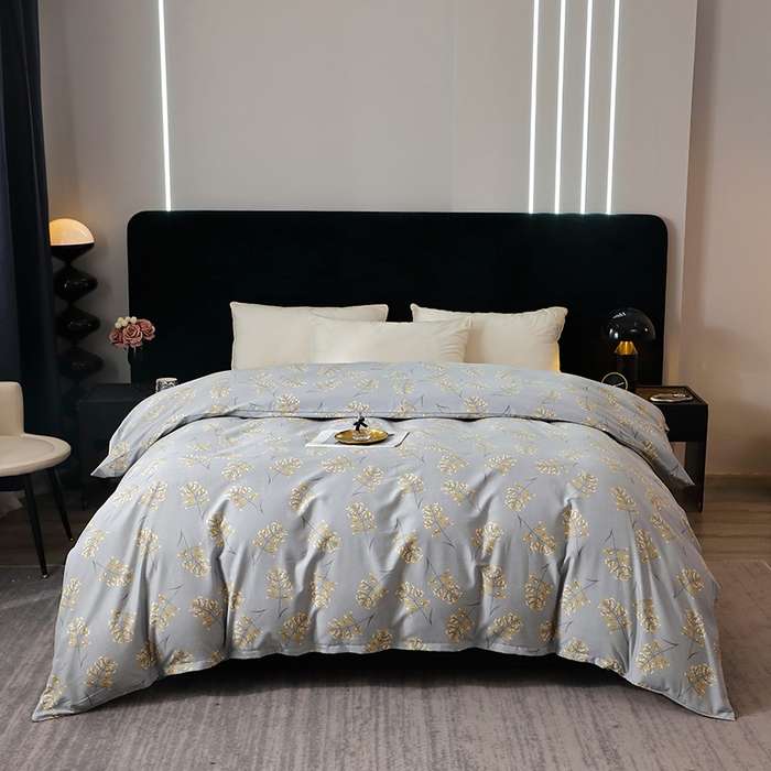 91家纺网 家纺一手货源 找家纺 晶缦家纺 2024新款叶语系纯棉全棉生态磨毛多规格单被套 絮语 绿