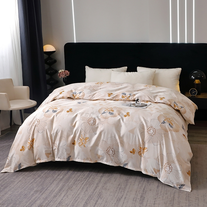 91家纺网 家纺一手货源 找家纺 晶缦家纺 2024新款叶语系纯棉全棉生态磨毛多规格单被套 如月花梦咖