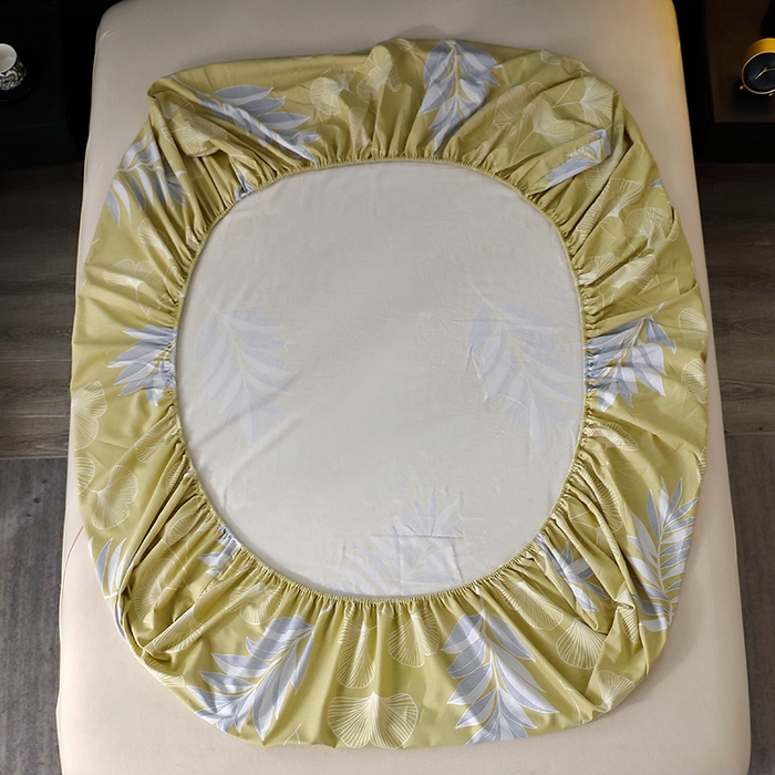 91家纺网 家纺一手货源 找家纺 晶缦家纺 2024新款叶语系纯棉全棉生态磨毛多规格单床笠 迷迭香黄