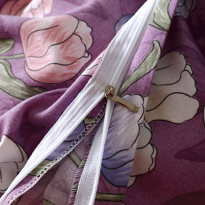 91家纺网 家纺一手货源 找家纺 晶缦家纺 2024新款叶语系纯棉全棉生态磨毛多规格四件套 拥抱花季