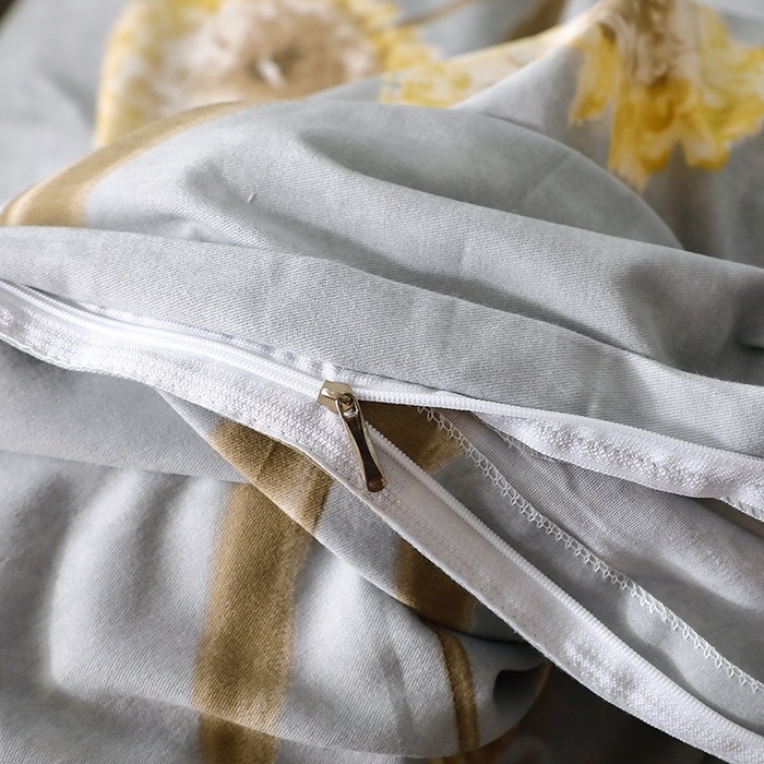 91家纺网 家纺一手货源 找家纺 晶缦家纺 2024新款叶语系纯棉全棉生态磨毛多规格单被套 清浅蒲英灰