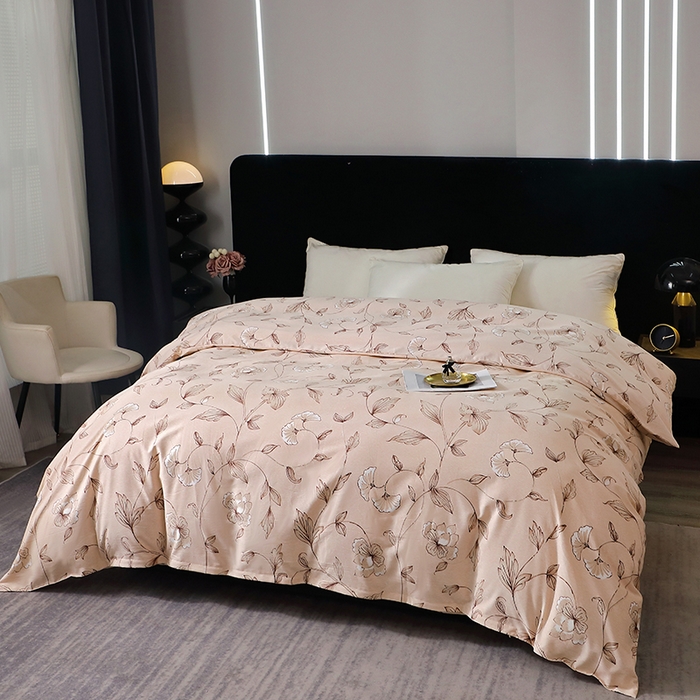 91家纺网 家纺一手货源 找家纺 晶缦家纺 2024新款叶语系纯棉全棉生态磨毛多规格单被套 美兮咖