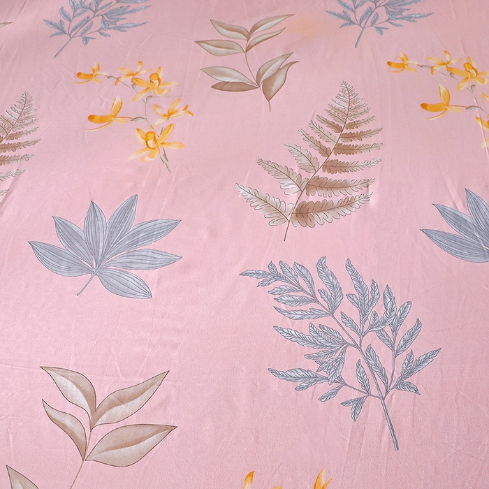 91家纺网 家纺一手货源 找家纺 晶缦家纺 2024新款叶语系纯棉全棉生态磨毛多规格单床笠 相思叶粉