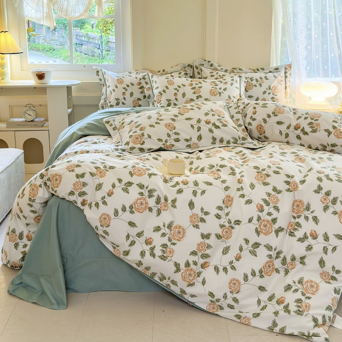 91家纺网 家纺一手货源 找家纺 7V 2024新款A类全棉四件套 静初