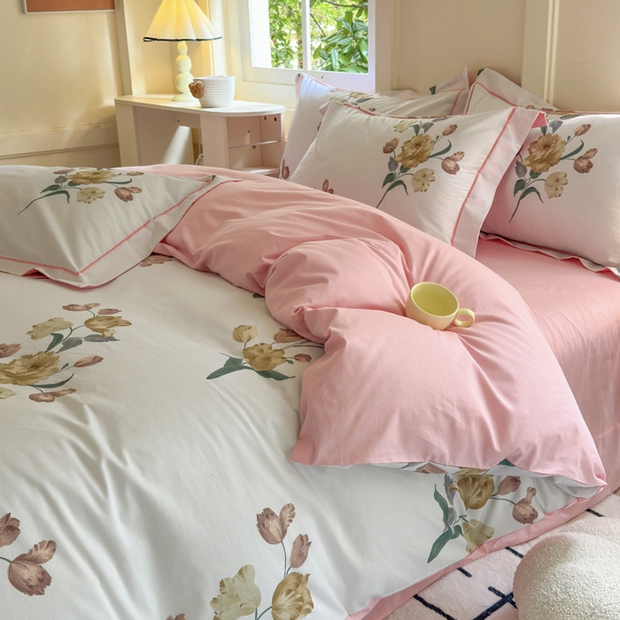 91家纺网 家纺一手货源 找家纺 7V 2024新款A类全棉四件套 忆梦