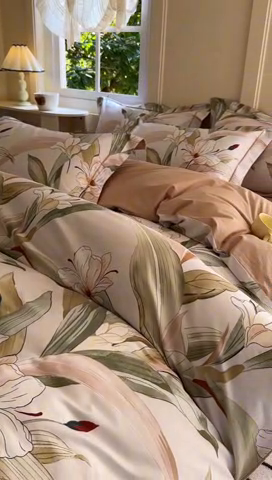 91家纺网 家纺一手货源 找家纺 7V 2024新款A类全棉四件套 卉雅