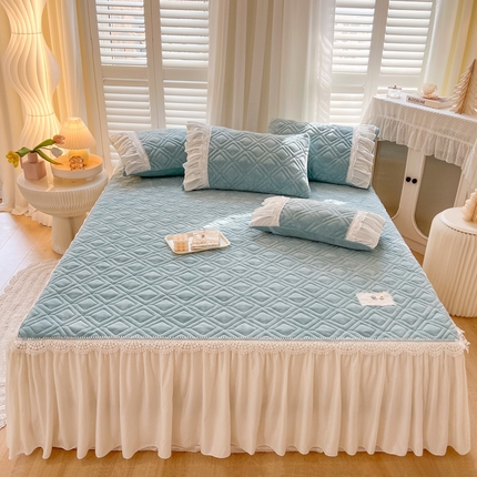 91家纺网 家纺一手货源 找家纺 （总）乐朵家居 2025秋冬 米娅 牛奶绒 夹棉床裙