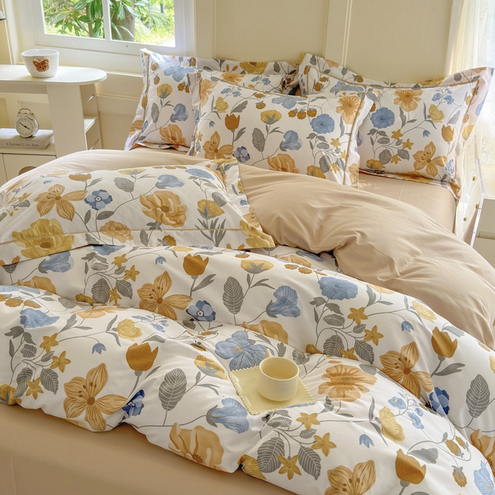 91家纺网 家纺一手货源 找家纺 7V 2024新款A类全棉四件套 春日初晴