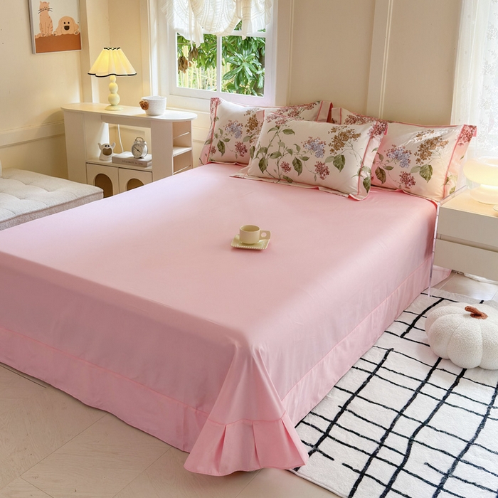 91家纺网 家纺一手货源 找家纺 7V 2024新款A类全棉四件套 南枝-粉