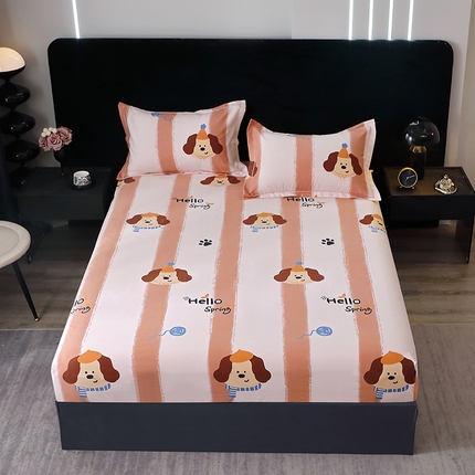 91家纺网 家纺一手货源 找家纺 （总）2025新款叶语系·纯棉全棉生态磨毛单品床笠单件 加厚保暖印花纯棉磨毛床笠单床笠单品床笠单件斜纹