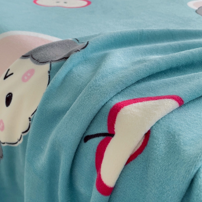 91家纺网 家纺一手货源 找家纺 艾橙家纺 2024新款A类加厚牛奶绒印花床单 呆萌狗